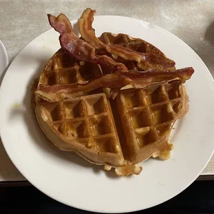 Waffles with bacon