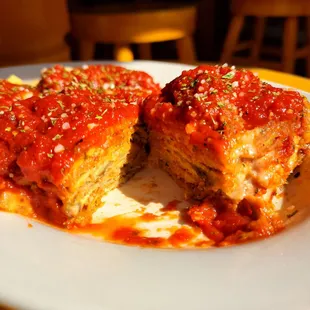 a plate of lasagna