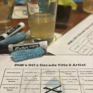 Music bingo on Friday nights