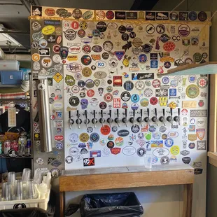 Beer wall in the back bar area