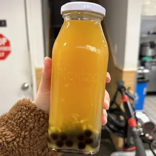 mango fruit tea w/ honey tapioca