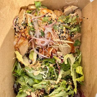 5 spice braised pork belly with salad/brown rice