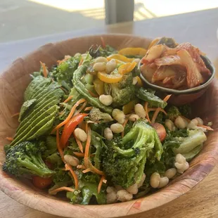 Vegan bowl with side of Kimchi