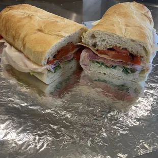 a sandwich cut in half