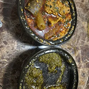 Egusi and cassava leaf soup