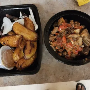 This two appetizer cost more than $50. The suya very few and covered with plantains.