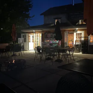 Patio, with wood fire