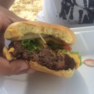 Smoked burger! You can see the smoke on the freshly ground 1/2lb burger