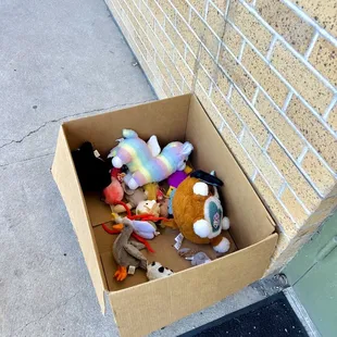Toys outside- maybe a toy drive? There was no signage