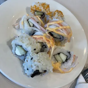 a plate of sushi