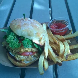 Lentil Burger, Russet fries, ketchup (August 2015)