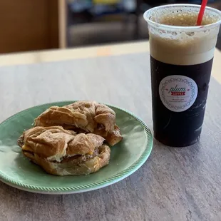 Breakfast sandwich and Nitro Cold Brew Coffee