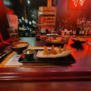 Egg drop soup &amp; crab Rangoon. Phenominal Rangoons. Loved them!