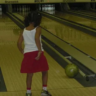 Look dad! Grace learning the ropes (er gutter).