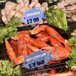 a display of fresh seafood