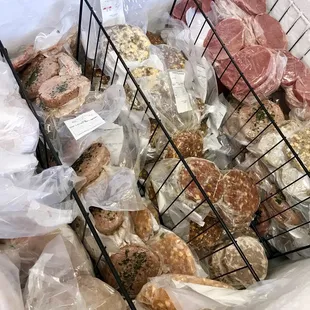 a variety of meats and pastries
