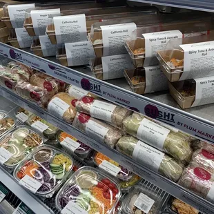 a variety of food items on display