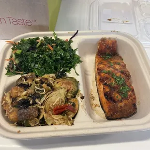 Salmon, brussel, kale salad combo