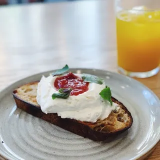 Ricotta Toast with Honey and Fennel Flower on Shokupan