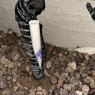 Backflow pvc cut out by company and left as is overnight exposed and filled with water.