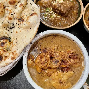 Chingri Malai Shrimp ,  Beef Nihari, Naan