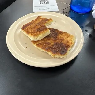 two pieces of toast on a plate
