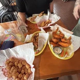Wings, Hoosier Tenderloin Sandwich, Tater Tots,