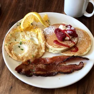 Oregon Trail (sub raspberry pancakes, over hard, bacon)