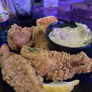 Catfish and mashed potatoes