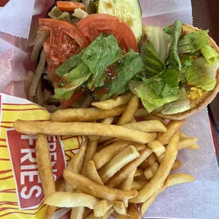 Double cheeseburger with fries