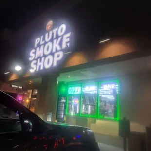 Entrance to Pluto Smoke Shop.