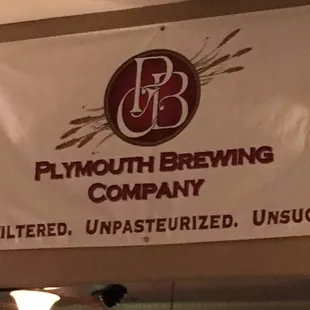 Banner over the bar.