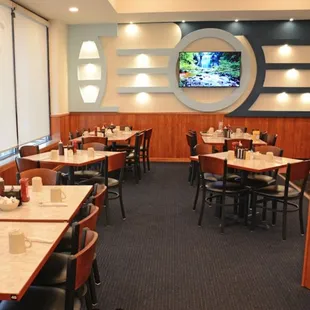 the dining area of the restaurant