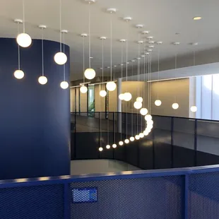Beautiful lights above the stairs