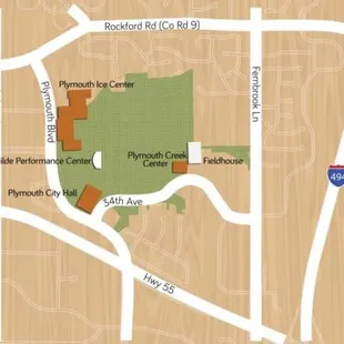Map to Plymouth Creek Center.