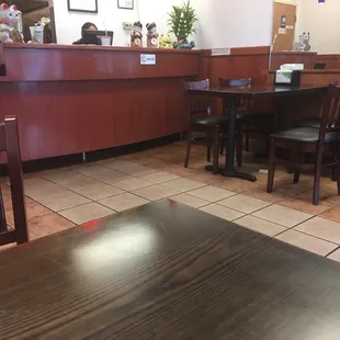 Small dine-in space.  The cooking staff were busy making food for deliveries and takeout.