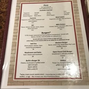 Current menu