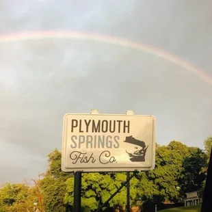 a rainbow in the sky