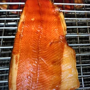 smoked salmon on a grill