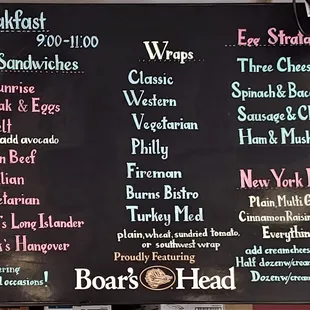 This is the Deli Menu board.  Photo taken July 3, 2021.
