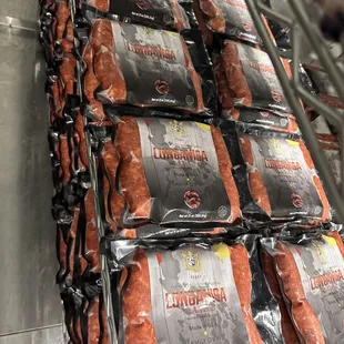 a stack of sausages