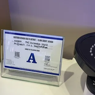 a sign on a table