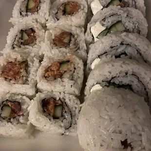 Left: Spicy tuna roll; Right: philly roll