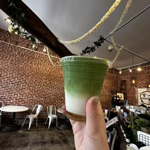 Matcha lemonade with honey