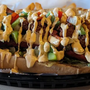 Shrimp and sausage po' boy