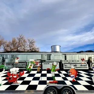  kitchen with a checkered floor