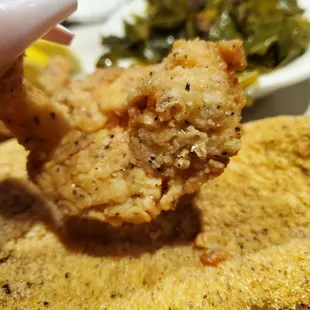 ws a hand holding a piece of fried chicken