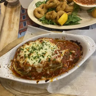 My lasagna and calamari