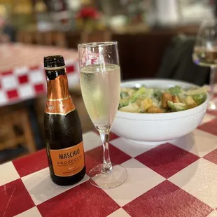 Caesar Salad and Prosecco