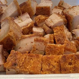 3-13-22 1 pound roast pork $17, yummy crispy skin